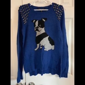 BCBG max azria boston terrier embellished sweater